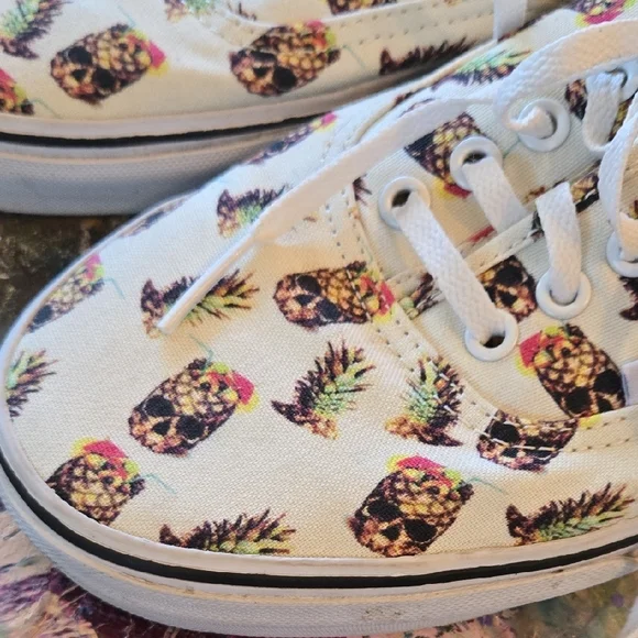 White Sneakers with Pineapple Print - Picture 3 of 12